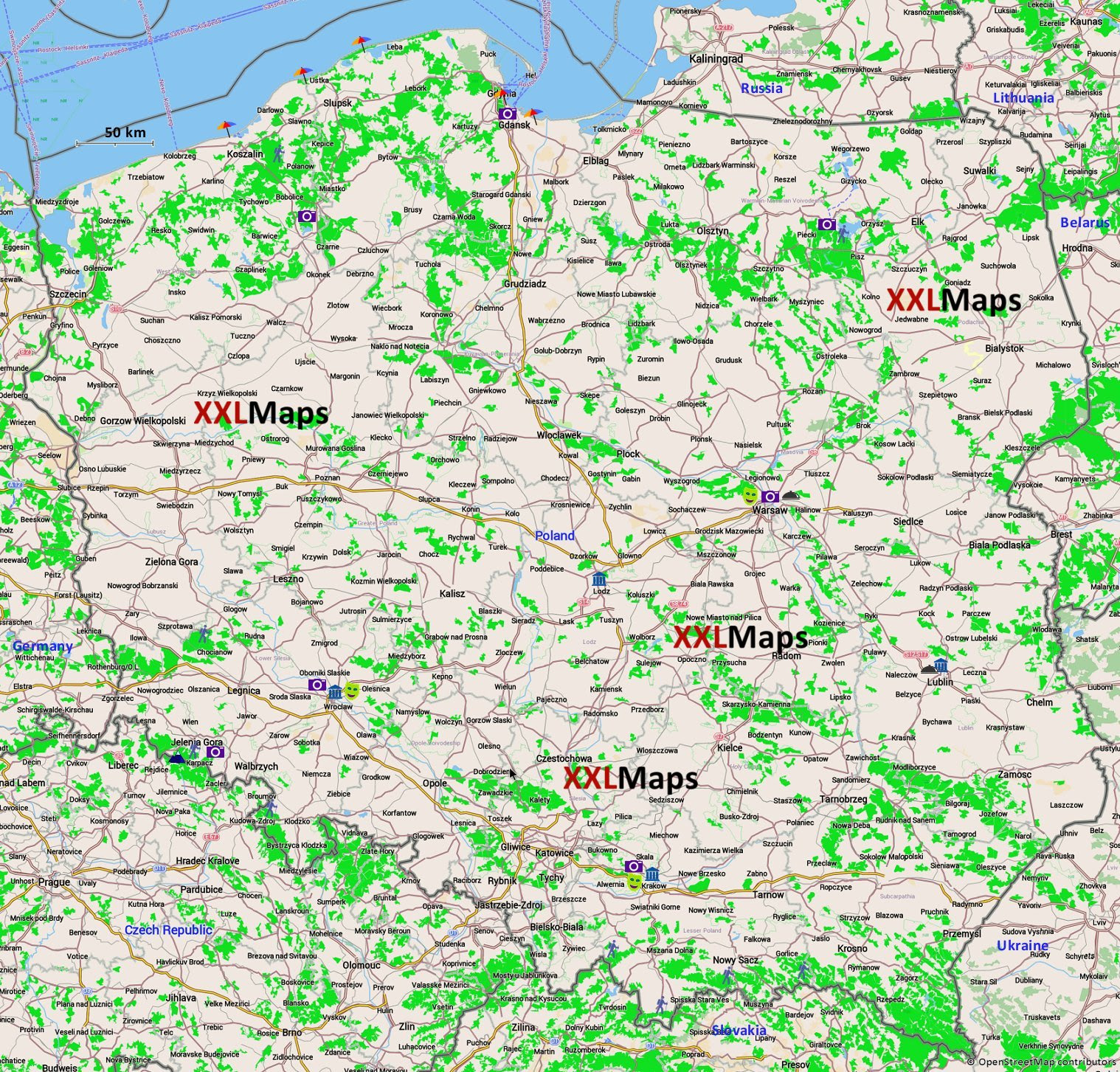 Turistická Mapa Polska | Paklenica Mapa
