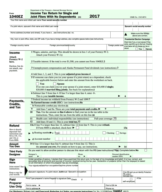 Form 1040ez Fill Online Printable Fillable Blank 2019 - vrogue.co