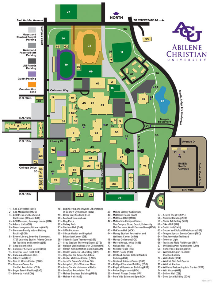 Abilene Christian University Campus Map | Zip Code Map