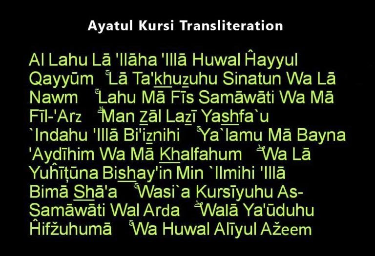 Ayatul Kursi Quran Transliteration - KURSIKO