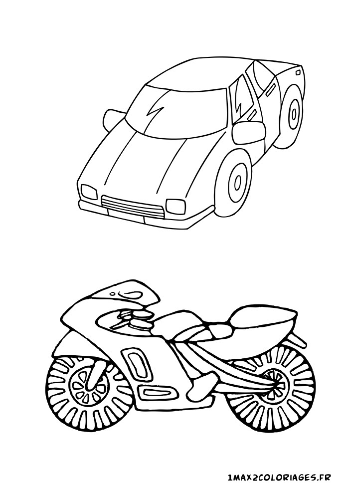 Voiture Coloriage Moto / Imprimer le coloriage d'une moto dessin 1.