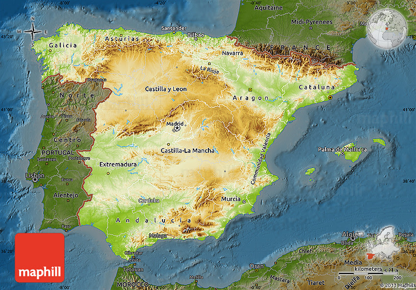 32 Topographic Map Of Spain - Maps Database Source
