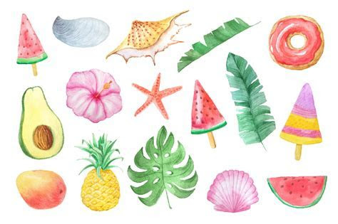 Watercolor Summer Vibes Set by Larysa Zabrotskaya Watercolor Summer Vibes Set by Larysa Zabrotskaya