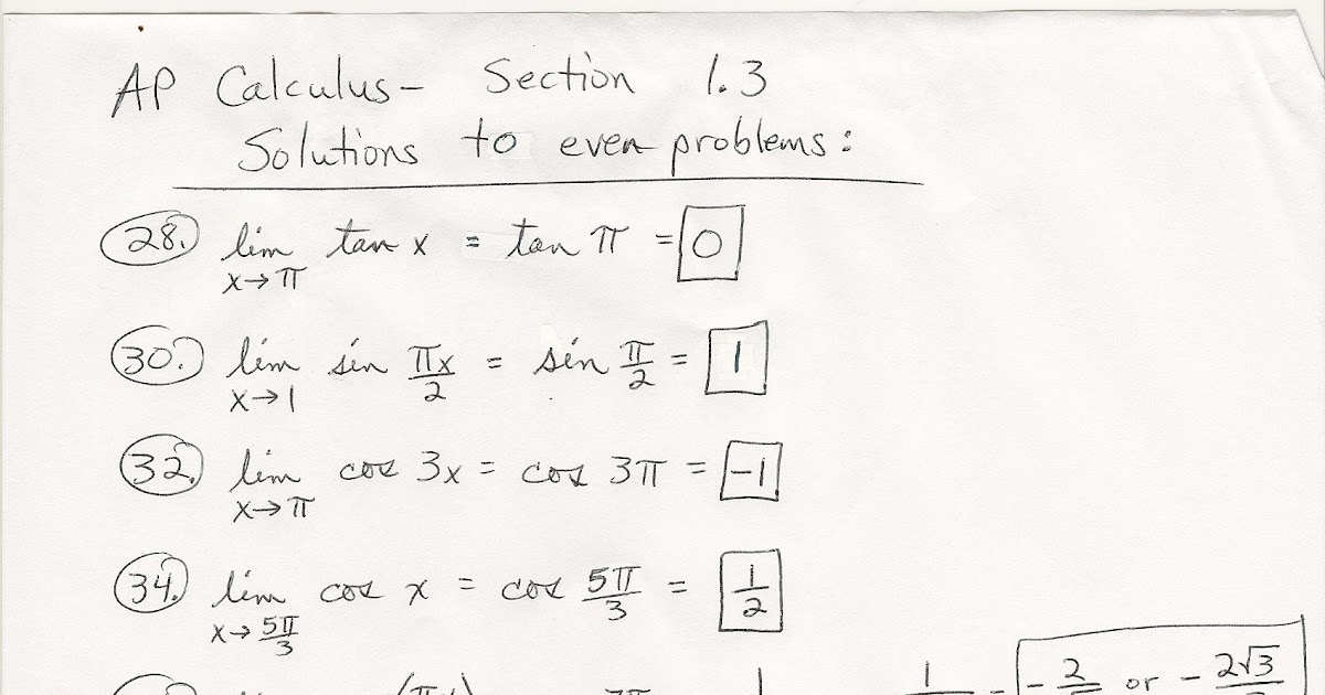 Ap Calculus Calculus Problems Worksheet / Honors Algebra Ii Ap Calculus
