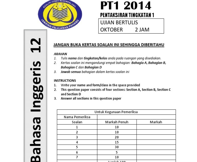 Soalan Pat Bahasa Inggeris Tahun 5 - Klewer e