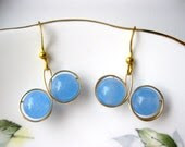 Baby blue Jade gold wire wrapped drop earrings, wire wrapped earrings, gold wire earrings, drop earrings, womens earrings, dangle earrings - LaylasTrinkets Baby blue Jade gold wire wrapped drop earrings, wire wrapped earrings, gold wire earrings, drop earrings, womens earrings, dangle earrings - LaylasTrinkets