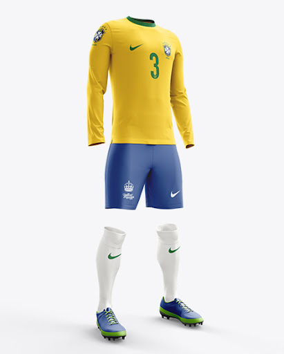 Download Free Soccer Kit with Long Sleeve Mockup / Half-Turned View ...