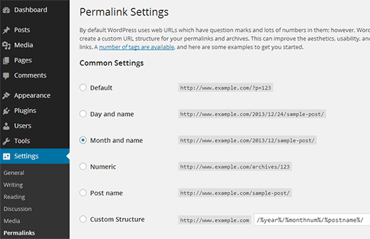 Choosing a permalink structure for your WordPress site