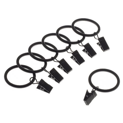Curtain Rod: Levolor Classic Clip Rings, Set of 7, Black, Use With Rods ...