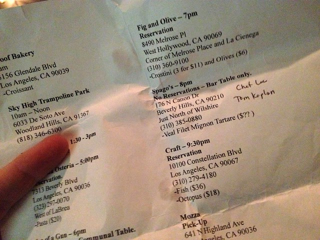 Epic Date Schedule we encountered at Son of a Gun :)
