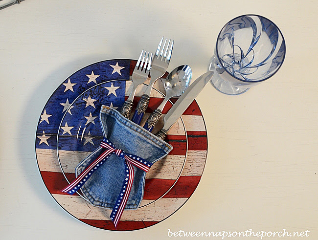 4th of July Table Setting Ideas, Recycle those old jeans