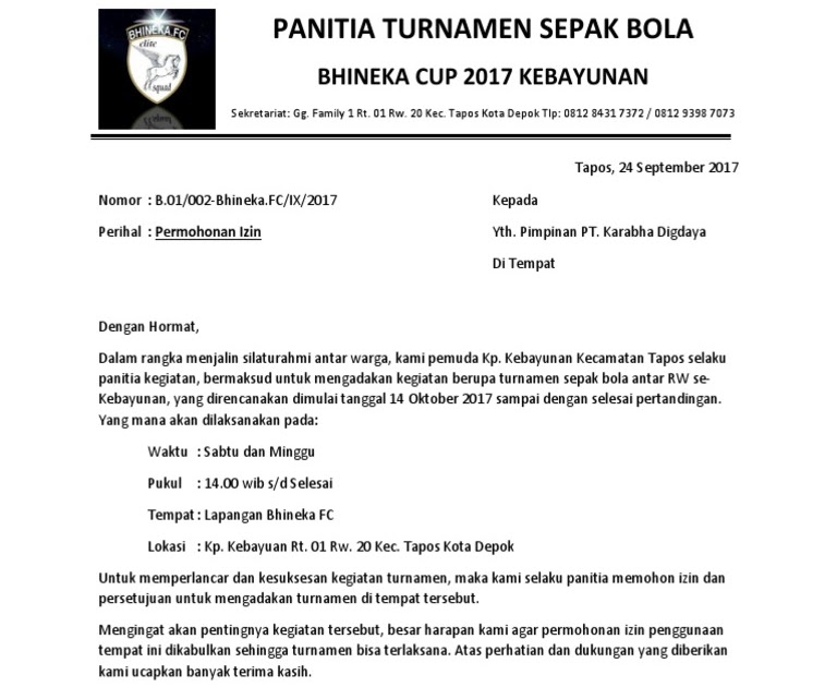 Contoh Surat Formal Terlengkap