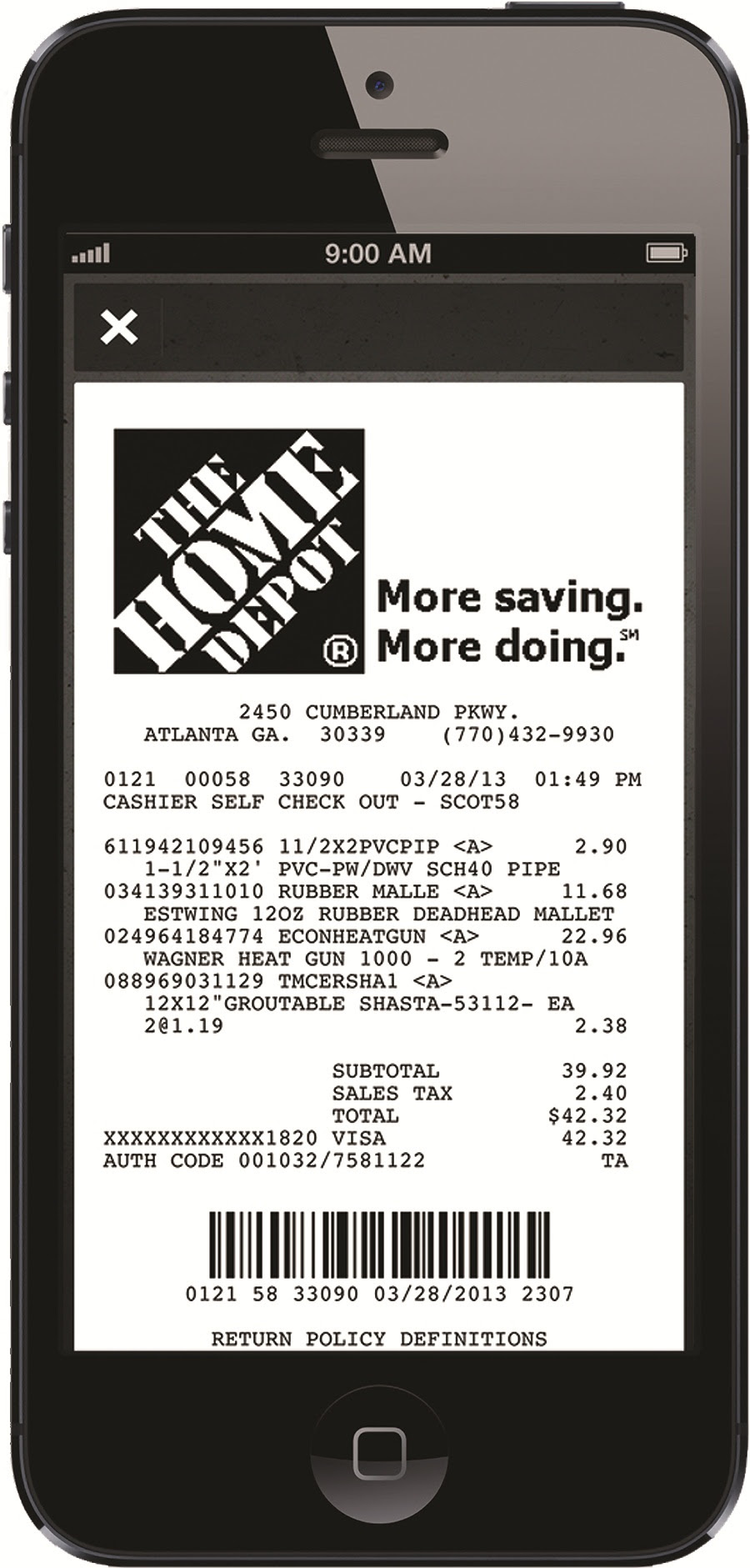 Receipt Book Home Depot