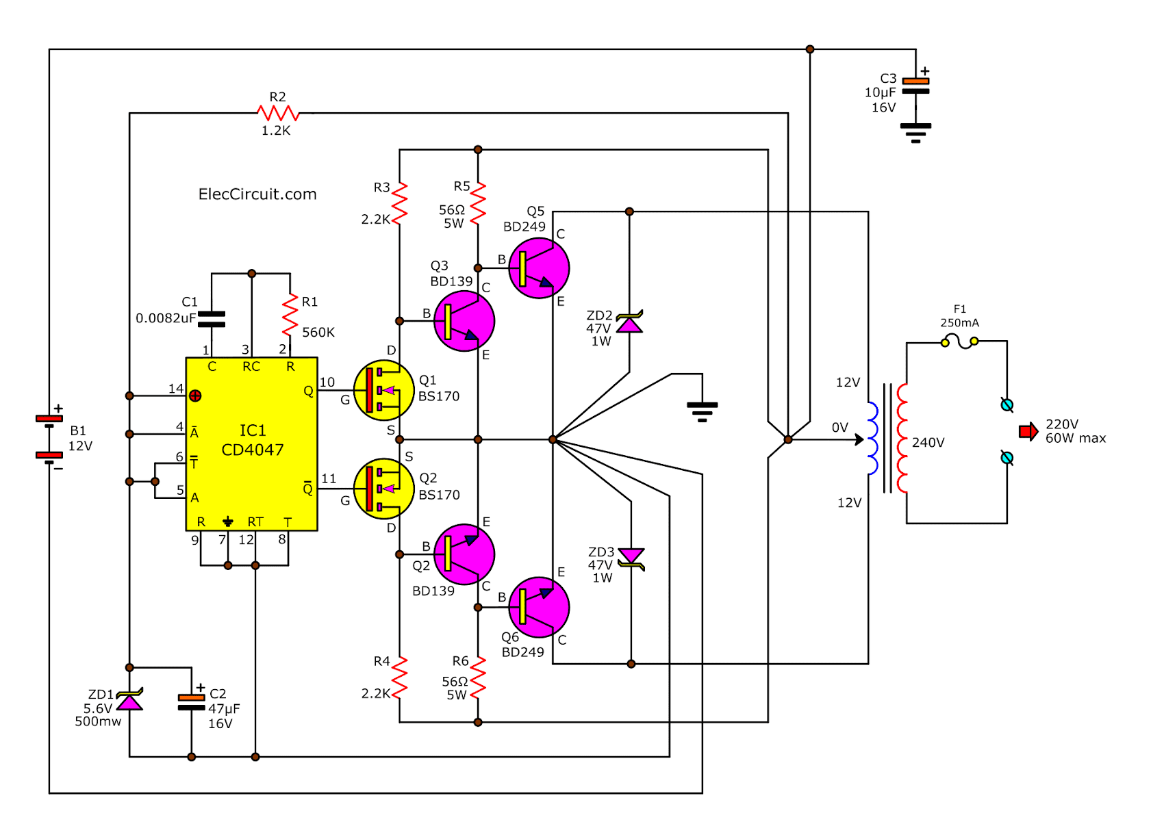  1000w  Inverter  Circuit  With Irf540 Circuit  Diagram  Images