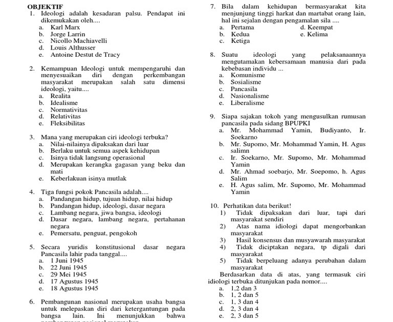 Soal Pilihan Ganda Pkn Kelas 12 Semester 2 - Belajar Bareng