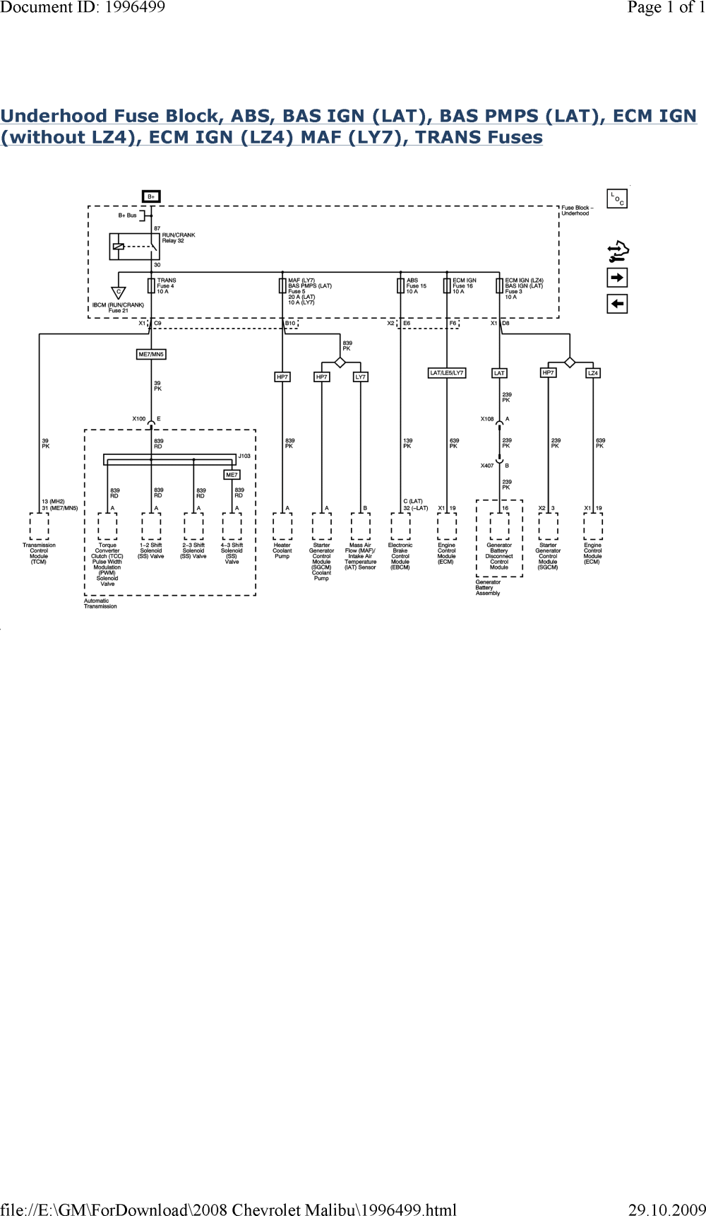 2009 Chevy Malibu Wiring Schematic - Wiring Diagram Schemas