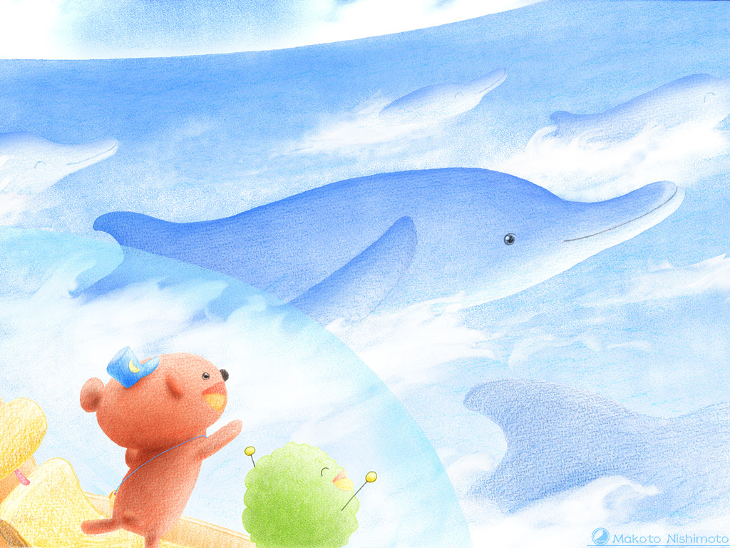 トップ100 イルカ 壁紙 イラスト 花の画像
