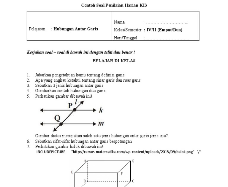 Matematika Kelas 4 Hubungan Antar Garis