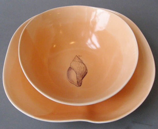 orange organic bowls set, with shell