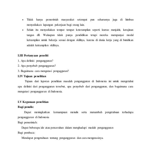 Contoh Soal Tentang Pengangguran