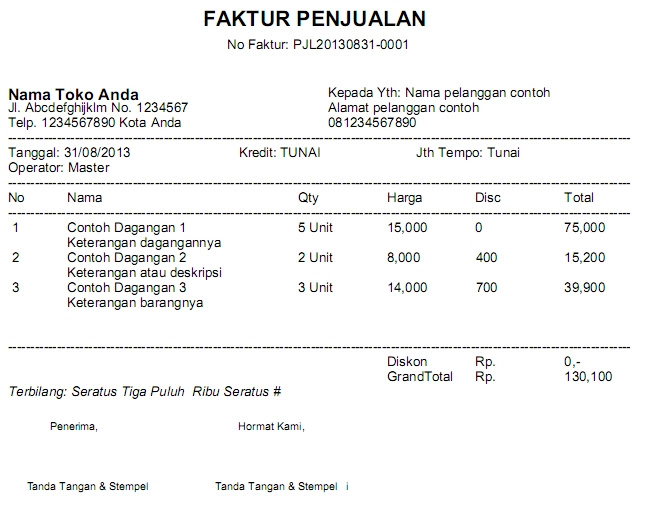 Contoh Nota Bensin Pertamina