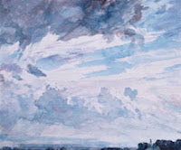 Estudio de nubes sobre un paisaje amplio