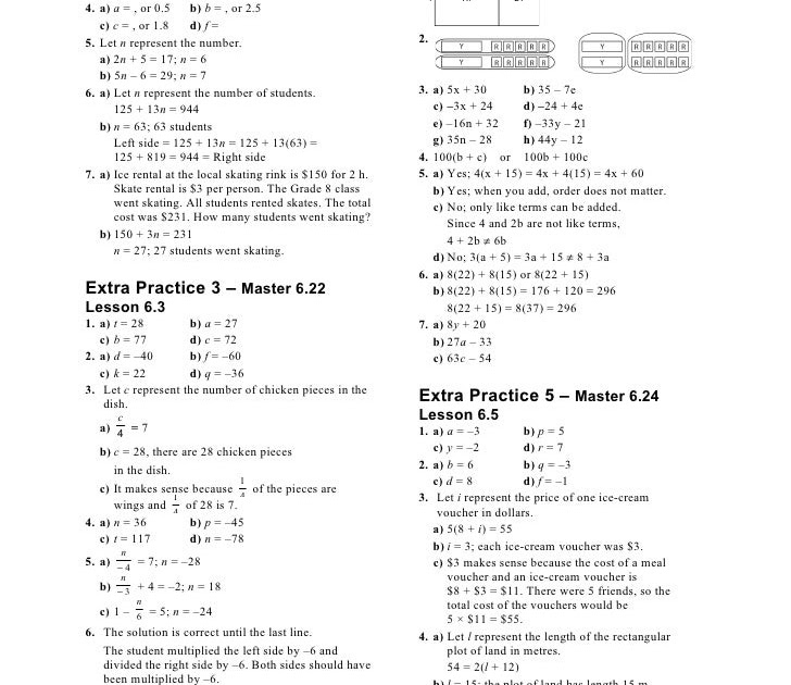 answer key for math makes sense 6 practice and homework book