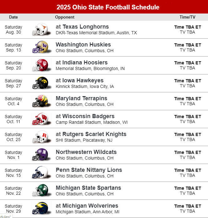 Printable Wisconsin Badgers Football Schedule