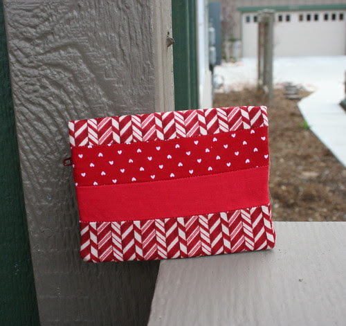 Red Patchwork Zippy Card Wallet