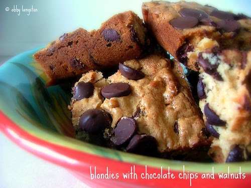 Blondies with Chocolate Chips and Walnuts