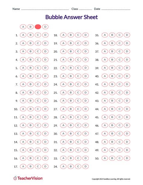 Free Printable Bubble Answer Sheet Template