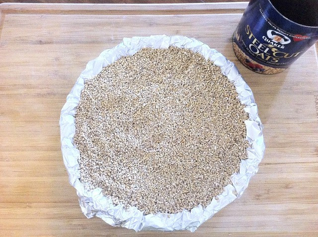 Foil Lined Pastry Shell Filled with Steel Cut Oats