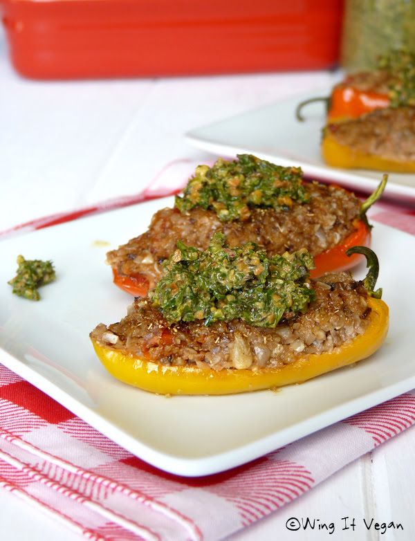 Stuffed Peppers with Sunseed Hash (Practically Raw)
