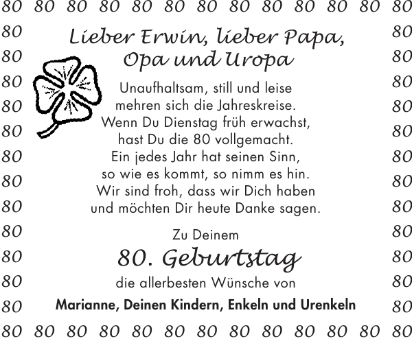 Glückwünsche Zum 80. Geburtstag Opa schöne geburtstagssprüche