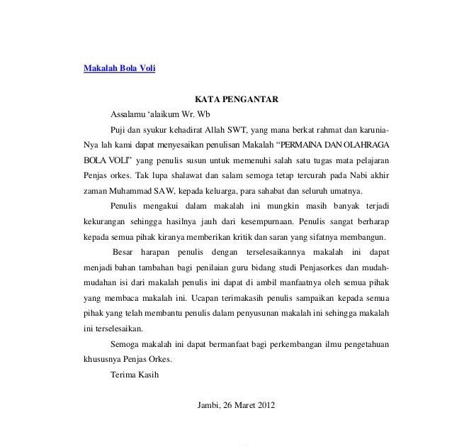 Makalah Tentang Bola Voli Secara Singkat Contoh Makalah