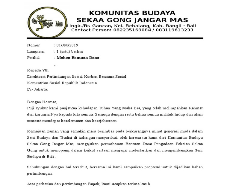 Contoh Proposal Pengajuan Makanan / Contoh Proposal Untuk