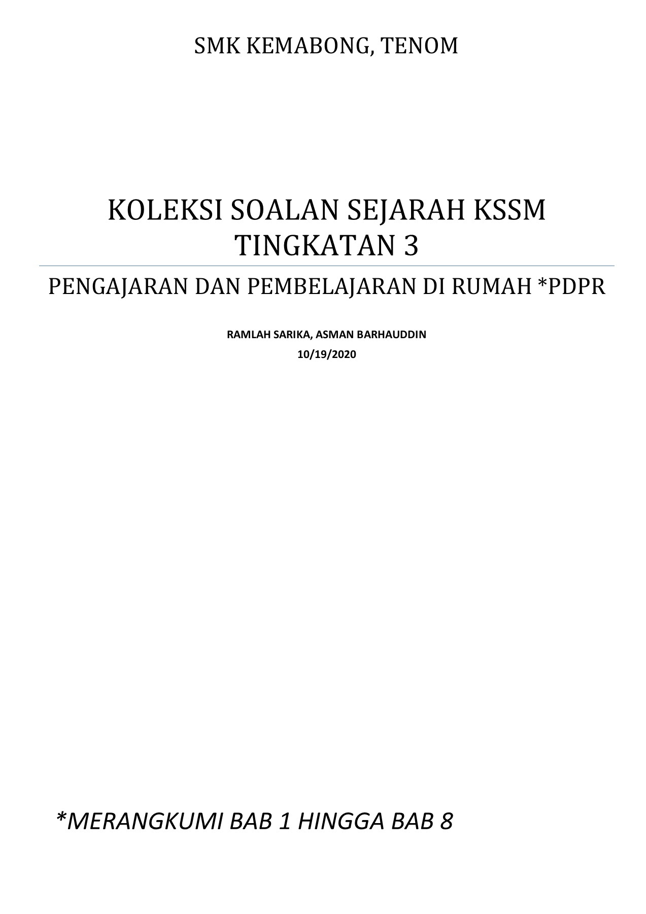 Latihan Sejarah Tingkatan 3 Kssm  Conquer Kssm Modul Aktiviti Sejarah