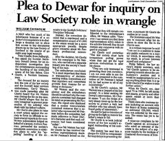 Scotsman 2 December 1997 Plea to Dewar for inquiry on Law Society role in wrangle