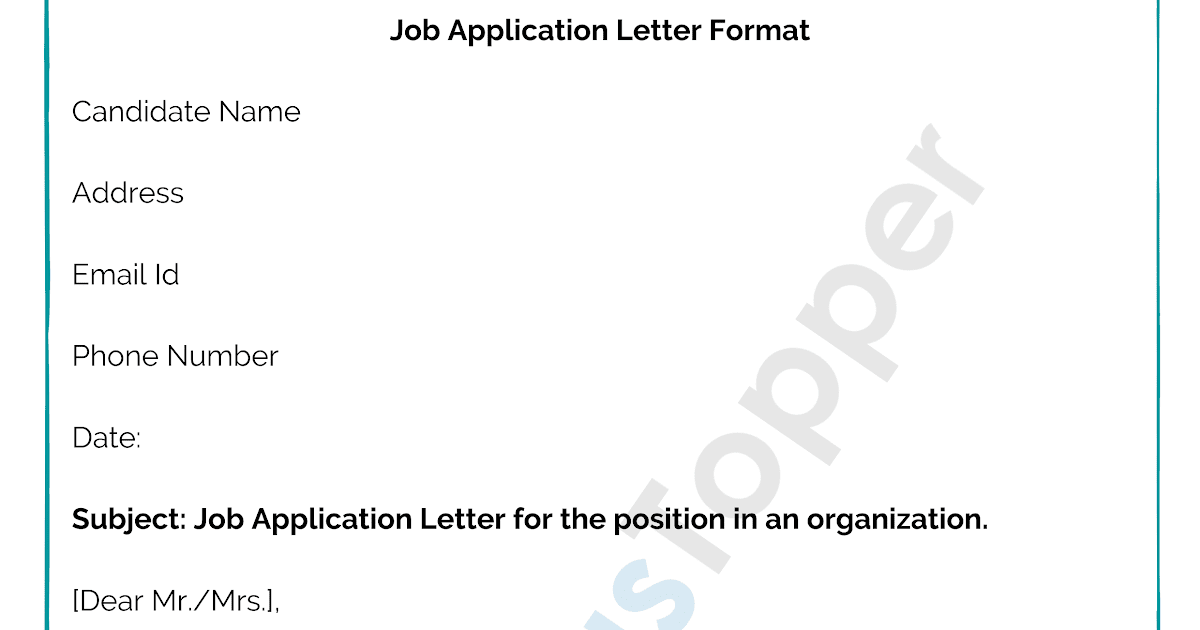Application Letter For A Job : Application Letter Sample ...