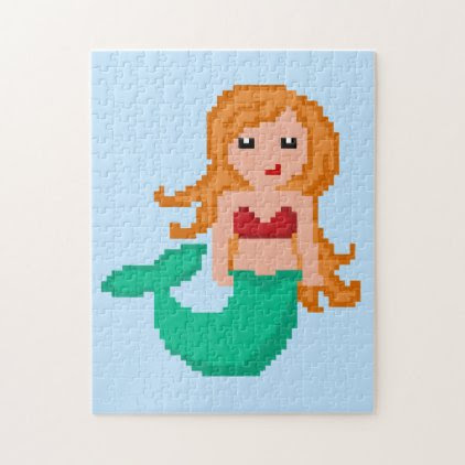 8Bit Pixel Geek Mermaid Jigsaw Puzzle