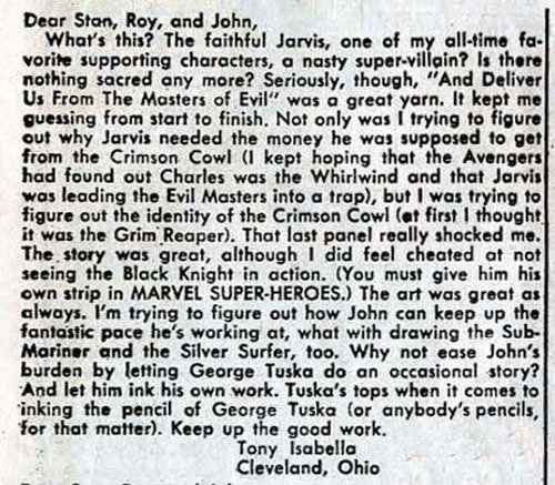 Anybody who praises George Tuska's pencils AND inks is OK in my book! Avengers #57