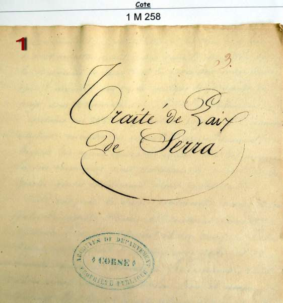 Traité de paix en 1835 à Serra di Scopamène