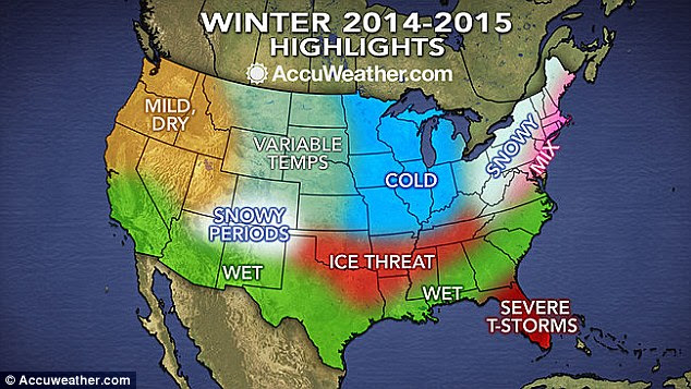 Get ready: Winter will arrive without delay, according to Accuweather.com, with frigid air from another polar vortex seeping down into the country's midsection and Northeast as early as November
