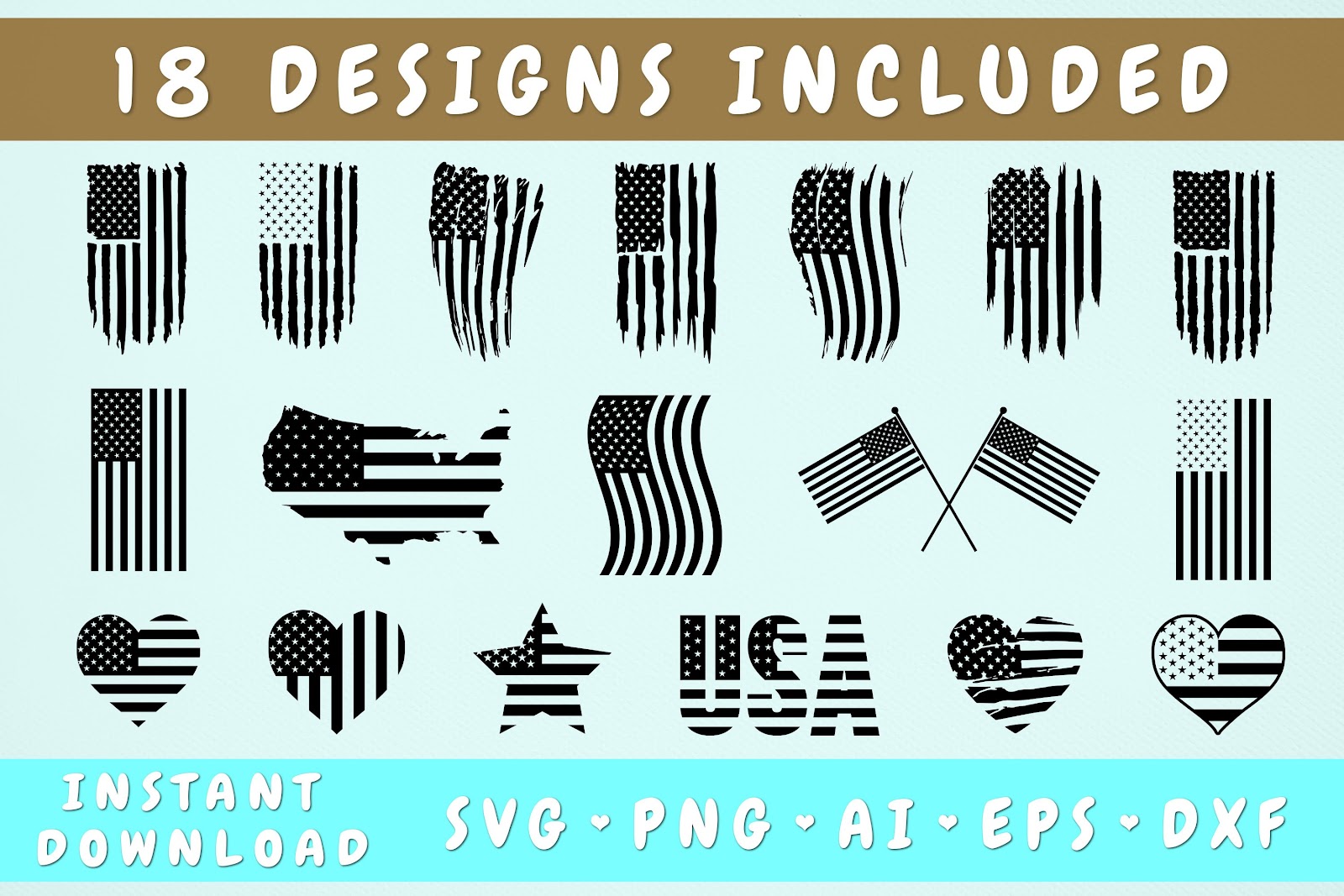 American Distressed Flag SVG File