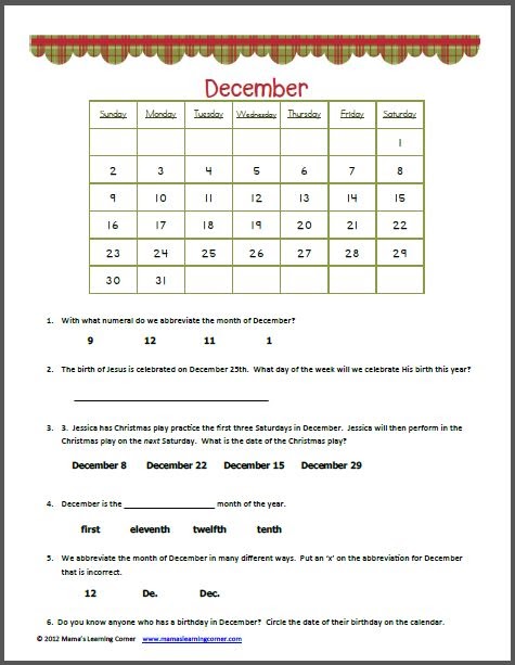 78 CALENDAR WORKSHEETS FOR KINDERGARTEN PDF