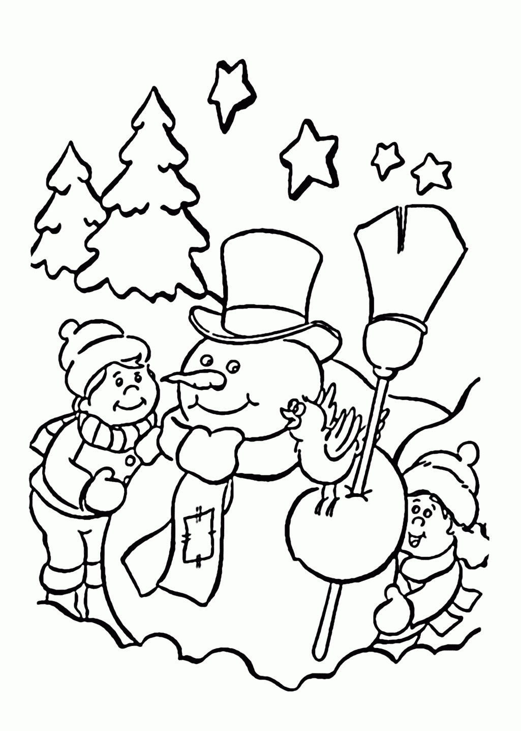 Winter Holiday Coloring Pages For Kids Drawing with Crayons