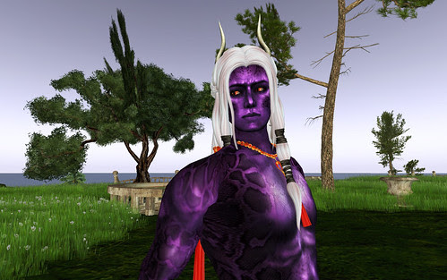 purple reptile god looking slightly nervous