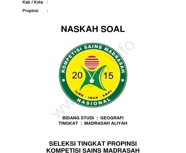 Soal Ksm Geografi