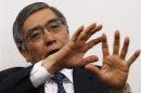 File photo shows Asian Development Bank President Kuroda speaking during a group interview in Tokyo