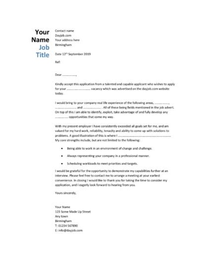 cover letter no job posting